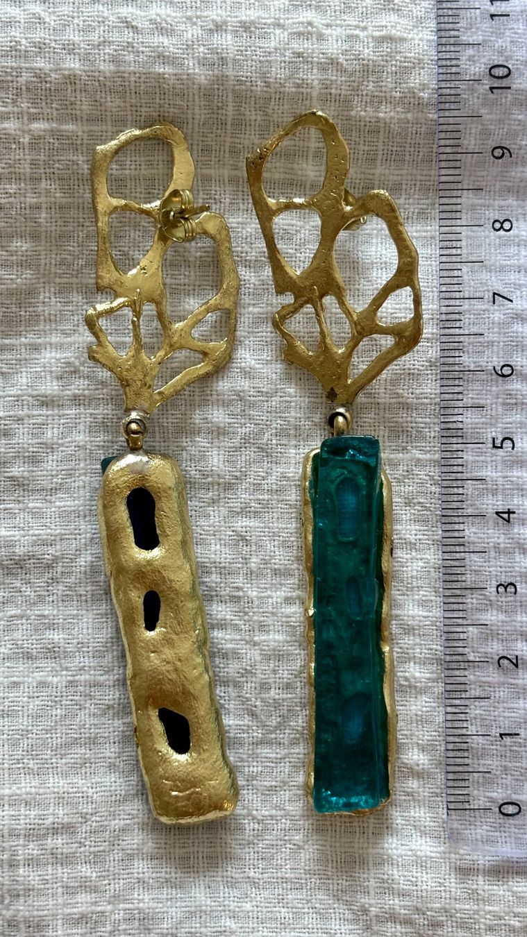 Orecchini pendenti & Orecchini a lobo: Statement Ohrringe: Goldfarben und Aquamarinfarben! – Usato da Zürich venduto da jas_5mwh 1