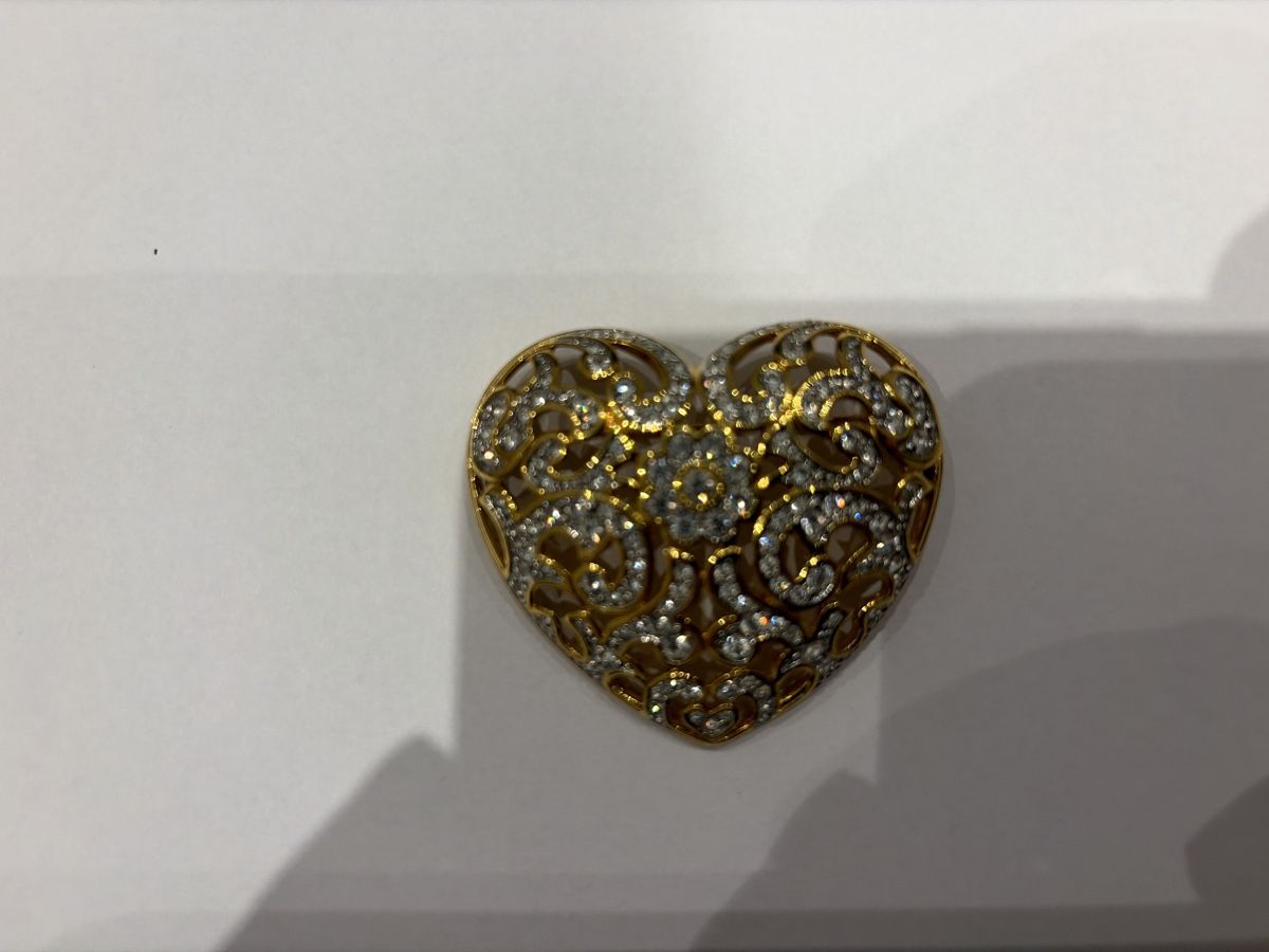 Spille & Fermagli: Herzbroche goldfarben mit Strasssteinen, schick! – Usato da Zürich venduto da Partagas0 2