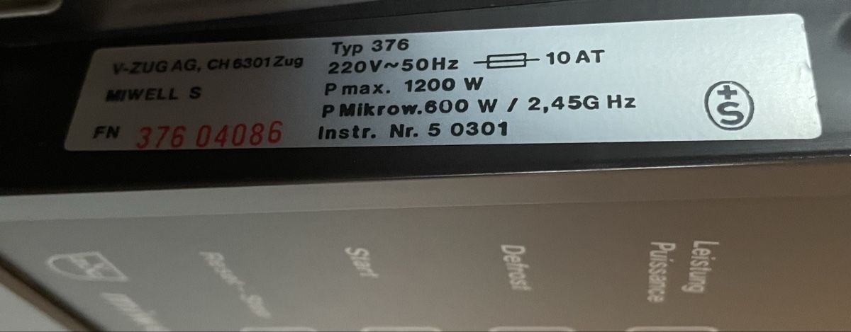 V-Zug Elettrodomestici da cucina: Mikrowelle V-Zug  – Usato da Oberdorf NW venduto da Stern13 6