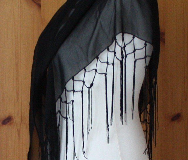 Foulard & Sciarpe: Schultertuch Bauchtanztuch schwarz – Usato da Flüelen venduto da Diversicum-Vintage 3
