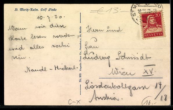 Ansichtskarten: AK St. Moritz, Kulm, Golf Links – Gebraucht aus Berlin von bartko-reher 1