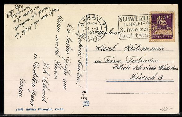 Cartoline postali: AK Aarau, Zollrain mit Passanten – Usato da Berlin venduto da bartko-reher 1