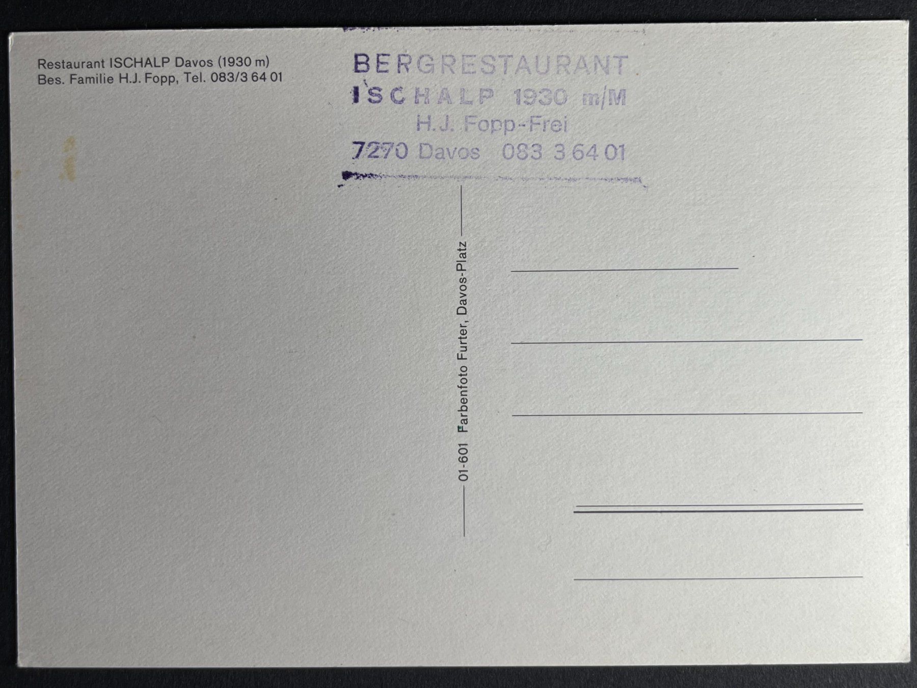 Cartes postales: Davos - Restaurant ISCHALP – D'occasion à Steg VS par _vinci_ 1