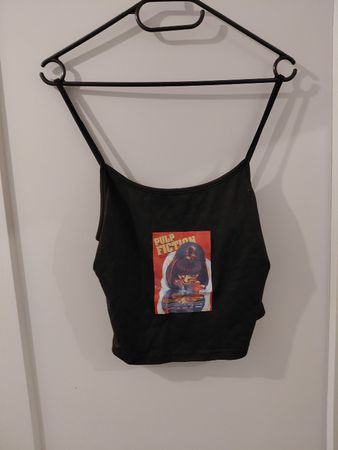 Pulp Fiction Crop Top schwarz mit Print Grösse M