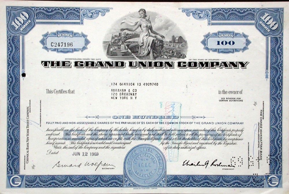 Documenti: Grand Union Company - 1967 – Usato da Solothurn venduto da Sgasche