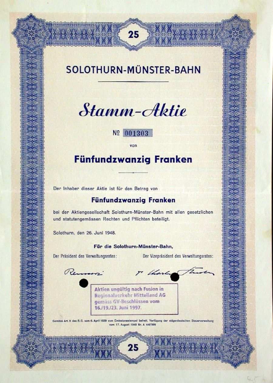 Documenti: Solothurn-Münster-Bahn, Solothurn - 1948 – Usato da Solothurn venduto da Sgasche