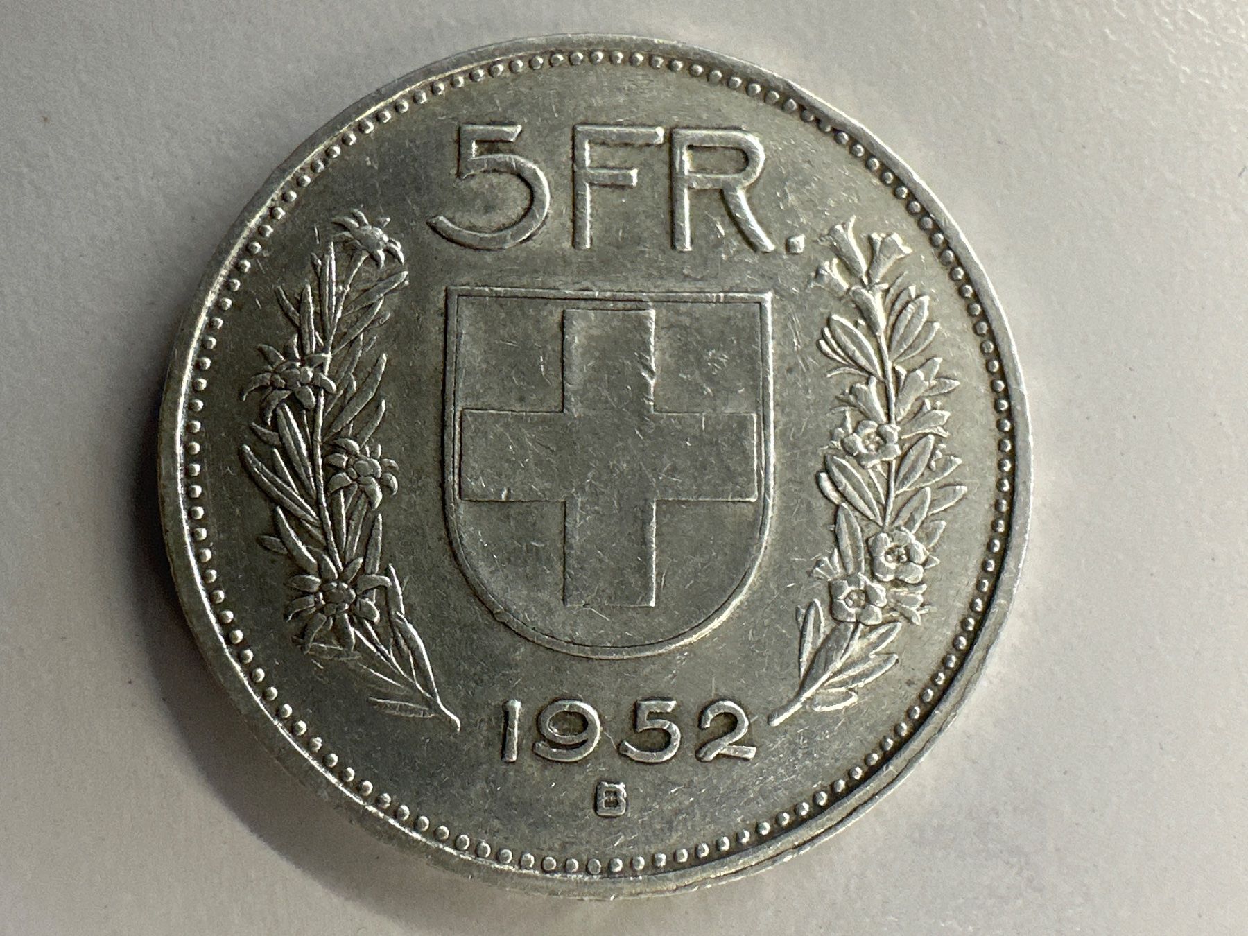 Alle Münzen: 5 Fr. Silber Schweiz 1952 – Gebraucht aus Herisau von herau