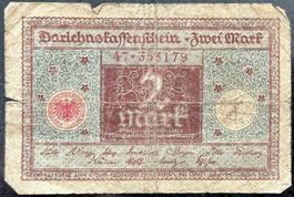 Darlehenskassenschein Zwei Mark 1920 - Selten!