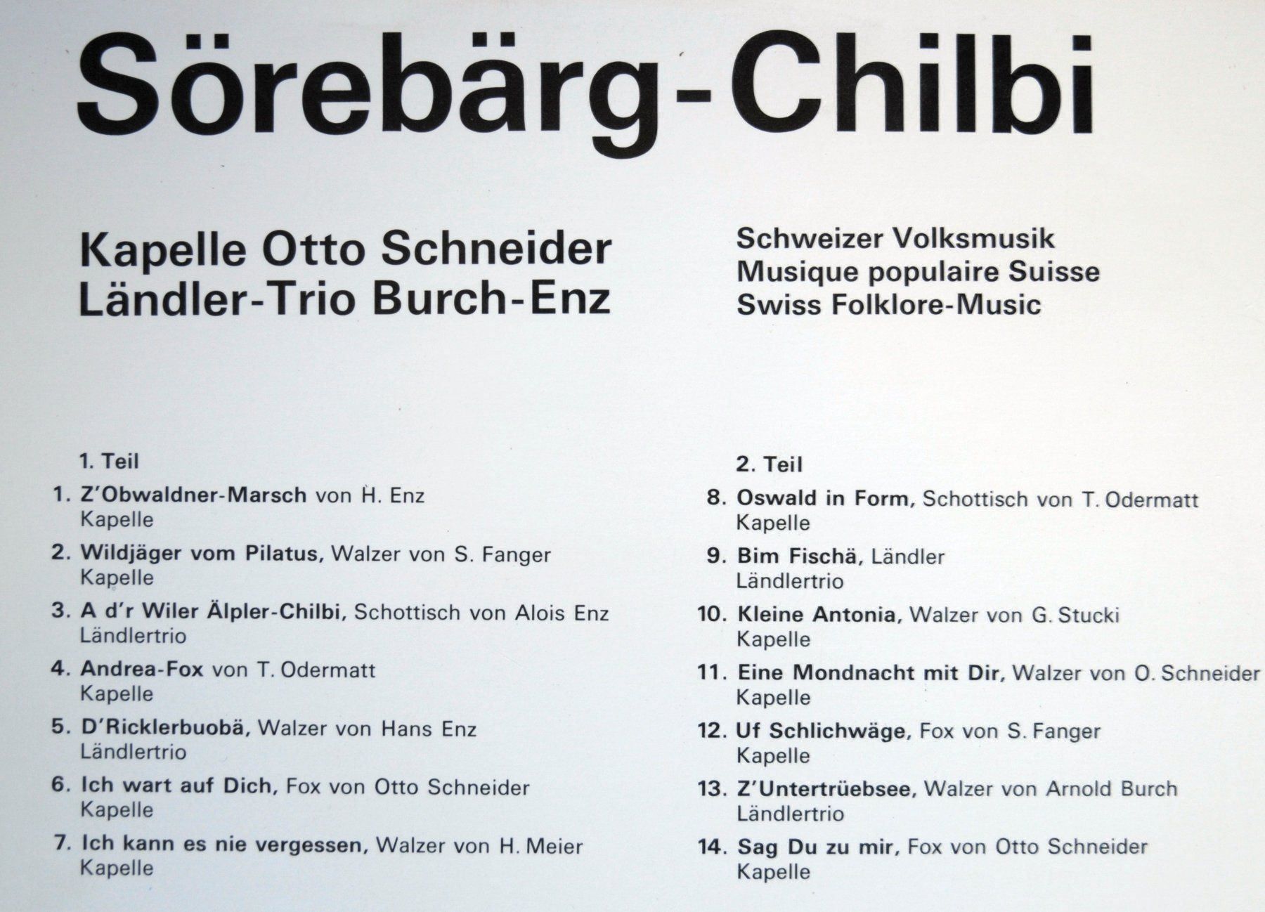 Schallplatten: Sörebärg-Chilbi Ländler-Trio Burch-Enz LP GEWASCHEN – Gebraucht aus Unterseen von vinylmore 1