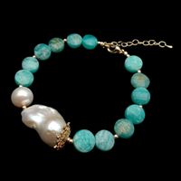 Wunderbar Amazonit Perlen Armband und Perle 20.3 cm Bracelet