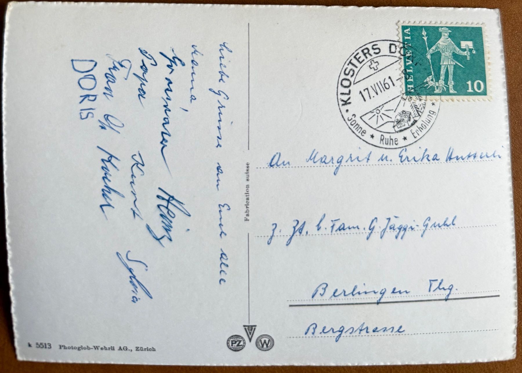 Cartoline postali: KLOSTERS - Multi-vue - Téléférique 1961 – Usato da Lutry venduto da Ediego 1