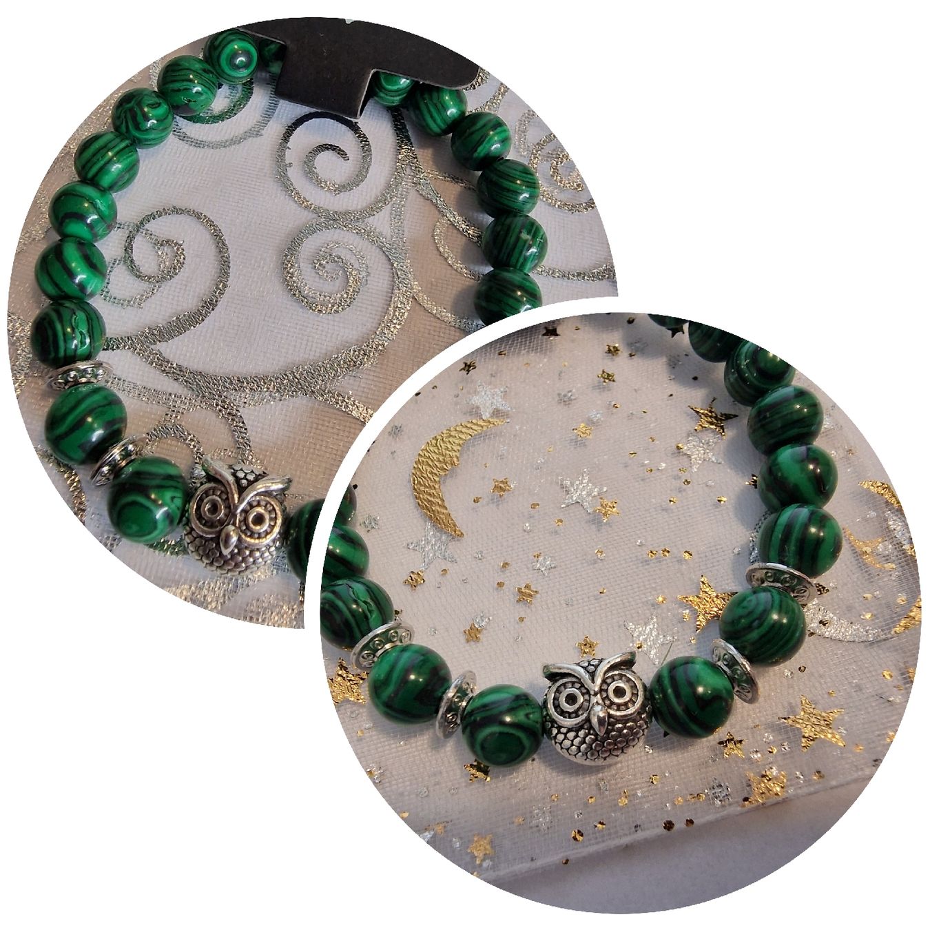 Bracciali & Braccialetti: Malachit Armband mit Eule Anhänger🦉/Neu – Nuovo e nell'imballaggio originale da Arbon venduto da sar_l7ll 1