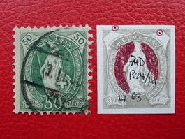 STEHENDE HELVETIA: 74D mit starker Oval-Retusche Kat: 250.-+