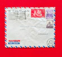 EGYPT ÄGYPTEN KOLOLIAN KAIRO FLUGPOST TREFILERIES BIEL 1953