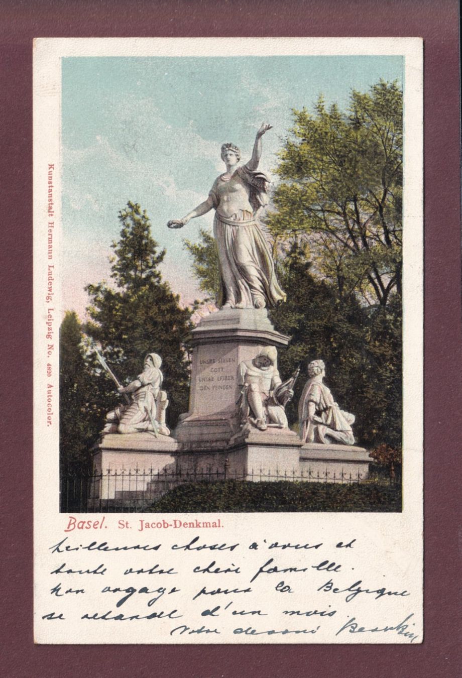 Cartes postales: BASEL - St. Jakob-Denkmal - 1903 – D'occasion à Pully par nicecards