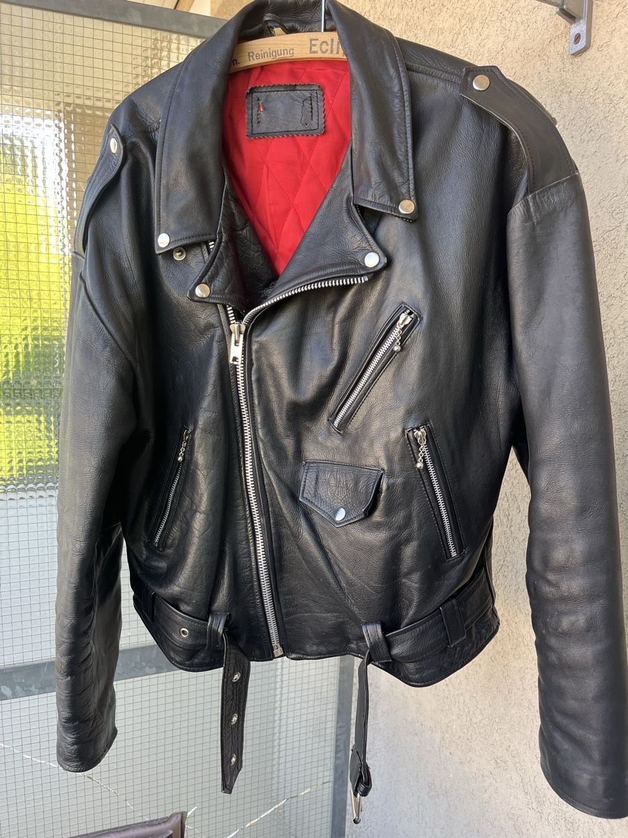 Giacche: Schwarze Bikerjacke aus echtem Leder XL – Usato da Basel venduto da Bobthebobber 2