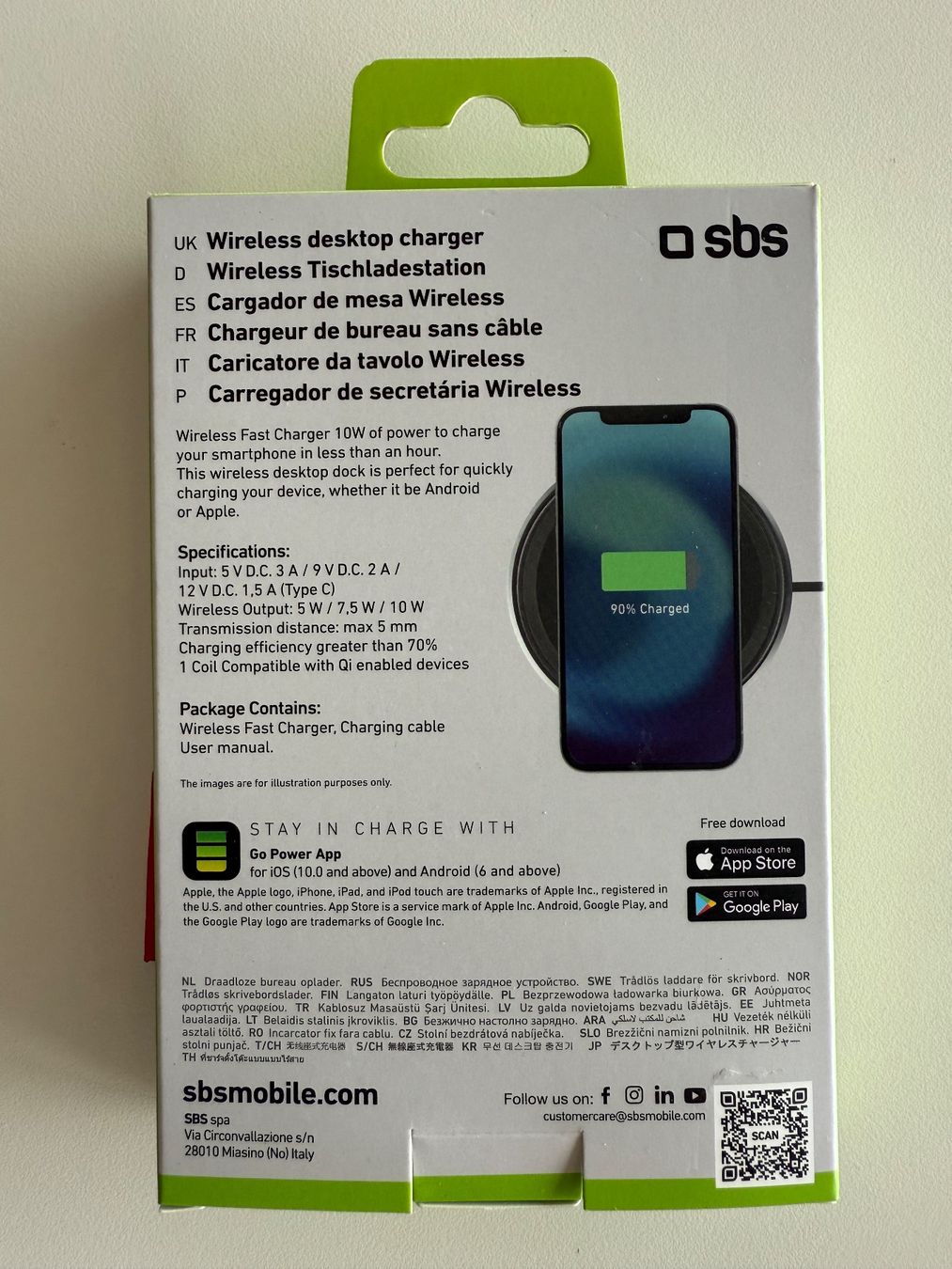 Caricabatterie: SBS Wireless Fast Charger 10 watt – Nuovo e nell'imballaggio originale da St-Gingolph venduto da GoldenKeys 1