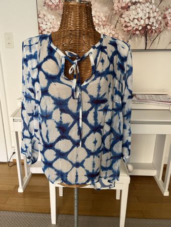 Bluse, Nile, blau/weiss, XS