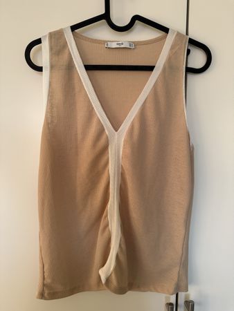 Mango Stricktop Beige/Weiss, Grösse M, Neu