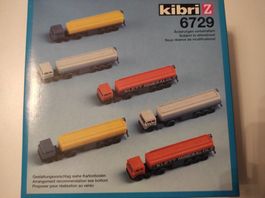 Tanklasterset bestehend aus 6 LKW Bausatz von Kibri, Spur Z