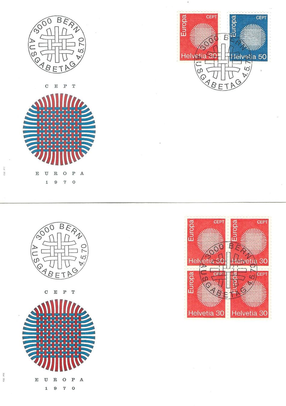 Buste & buste per spedizione: 4 FDC Ersttagscouverts 1970 – Usato da Ipsach venduto da Goetrix