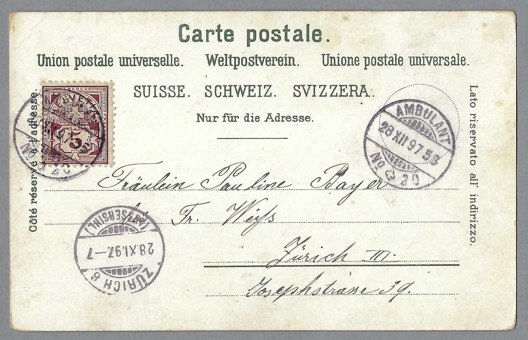 Cartoline postali: 1897, ERSTFELD, FRÜHE LITO – Usato da Pura venduto da ulisse1957 1