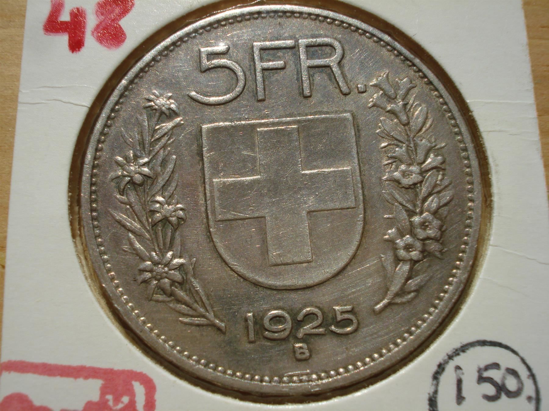 Alle Münzen: (48)  5 Franken  1925 – Gebraucht aus Erlach von Net-Coins 1