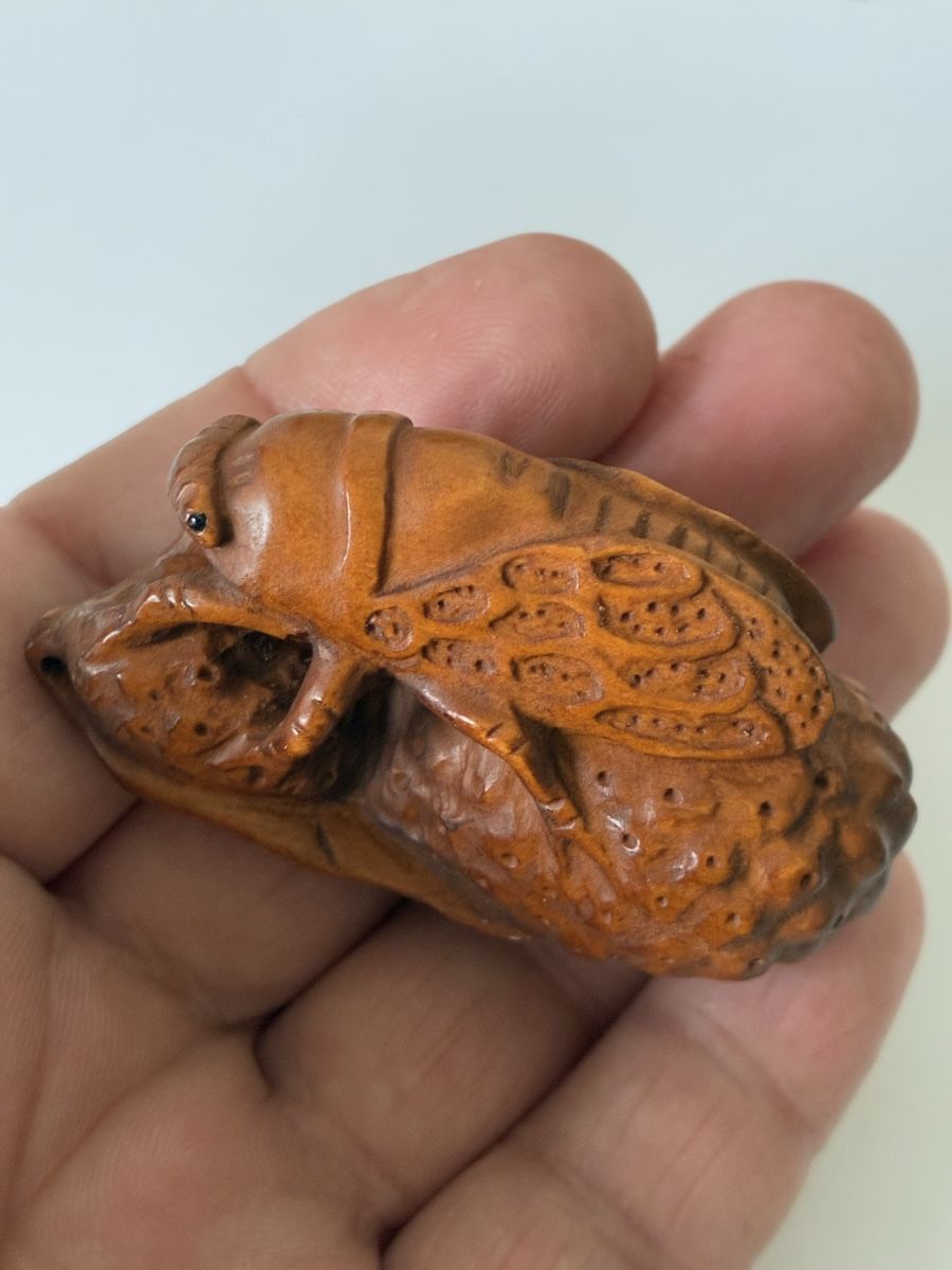 Statuette: Japon netsuke en bois de buis objet traditionnel – Usato da St-Aubin-Sauges venduto da asianart 5