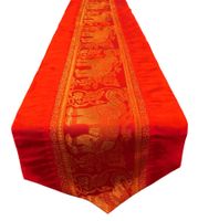 Thai Silk Tischläufer Rot Elefanten Handmade 150–245 cm