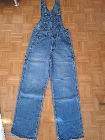 Latzhose Teddyaus Denim blau im gebrauchten Zustand
