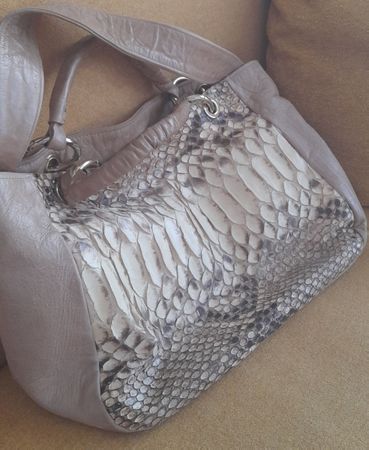 Elegante borsa vintage in vera pelle e pitone