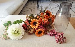 Kunstblumen Set mit Vase