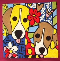 Buntes Hunde-Kissen, Pop Art Stil, Top Zustand! Mit Füllung