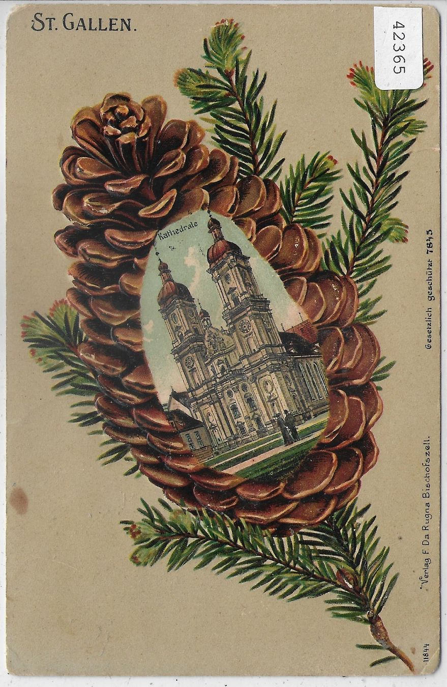 Cartoline postali: St. Gallen - Kathedrale - Präge-Litho – Usato da Ettingen venduto da Kartenplanet