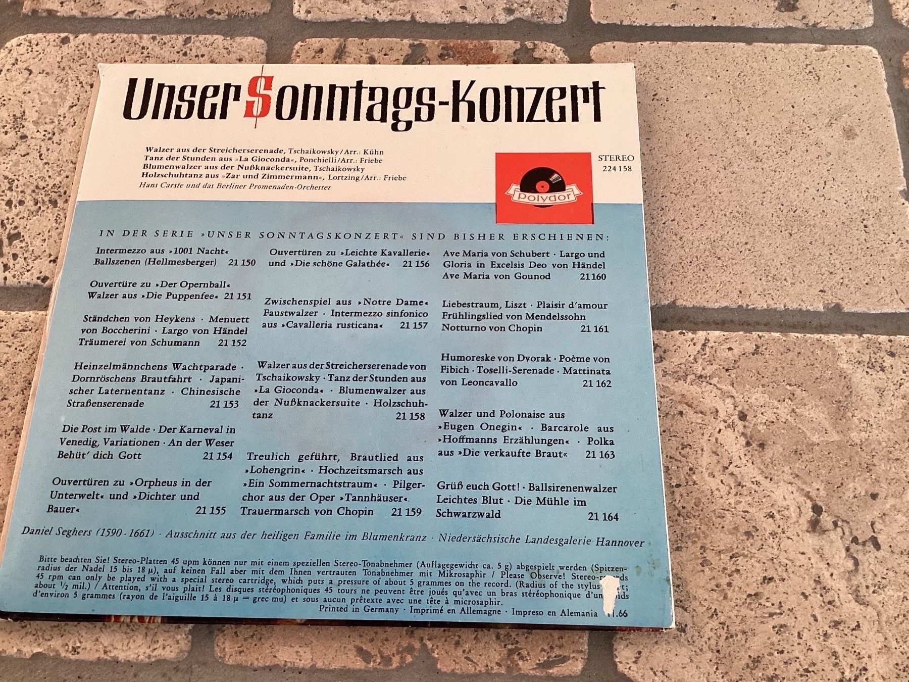 Schallplatten: Unser Sonntags Konzert, Polydor 224 158 – Gebraucht aus Mörschwil von Monzar 1