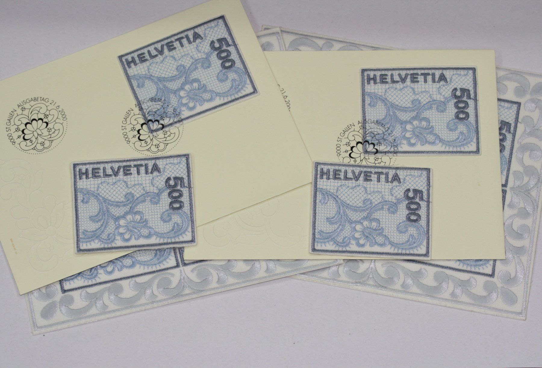 Tutti i francobolli: St.Galler-Stickerei 2 x 4er Block, 2 x Marken und 2 FDC – Nuovo (secondo la descrizione) da Chur venduto da Invinoveritas 1