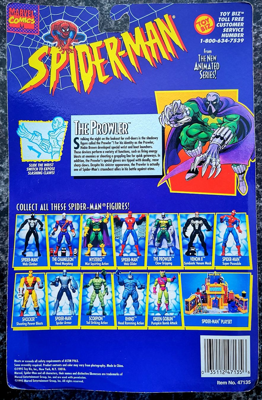 Marvel Figuren: The Prowler 1995 Sammelfigur Spiderman Marvel Comics Vintage – Neu und originalverpackt aus Rorschach von Actionvintage789 1