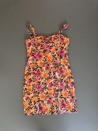 Mini Dress Floral Print Spaghetti Straps Size 38/40
