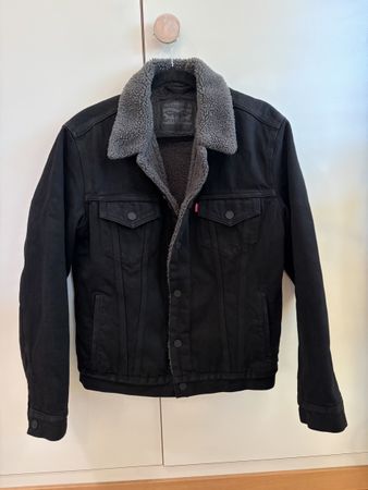 Levi's Black Denim Sherpa Jacket - Size S