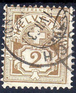 Alle Briefmarken: 2 RP ZIFFERMUSTER SBK 58A OBERER RAND EINGEKERBT - M47 – Gebraucht aus Losone von EM2019