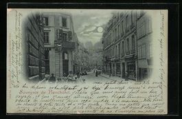 Mondschein-AK Neuchâtel, Strassenpartie