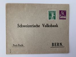 Vorfrankiertes Anwortcouvert an die Schweiz. Volksbank Bern.