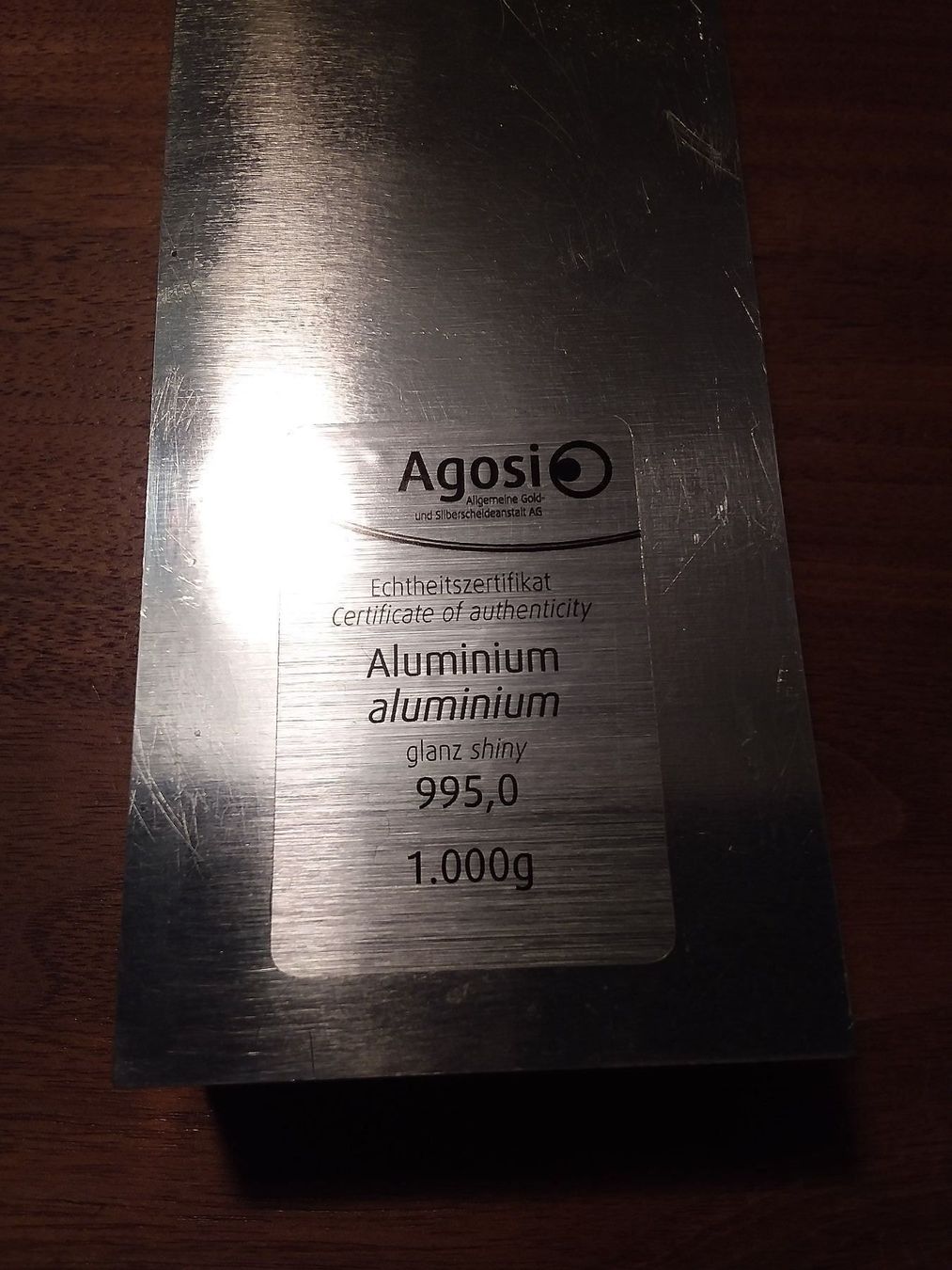 Metalli preziosi: Aluminium Barren 1 Kg – Nuovo e nell'imballaggio originale da Schwyz venduto da Trofana 6