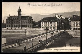 AK Solothurn, Wengibrücke mit Postgebäude