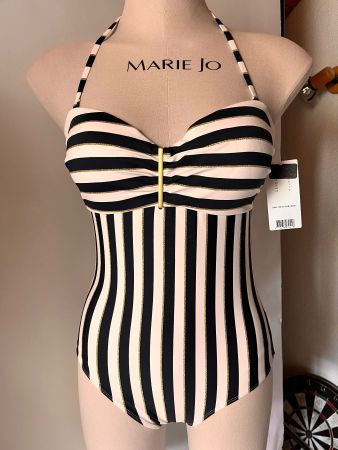 FEMILET (Chantelle), Badekleid, Grösse 38,Schwarz/Weiss/Gold