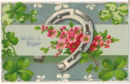 Neujahrskarte 4er-Kleeblatt Siselen BE nach Reinach AG 1908