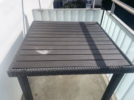 Balkontisch Polyrattan dunkelgrau guter Zustand