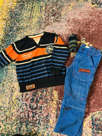 Spiderman Hose und Planes Pullover Gr 98/104