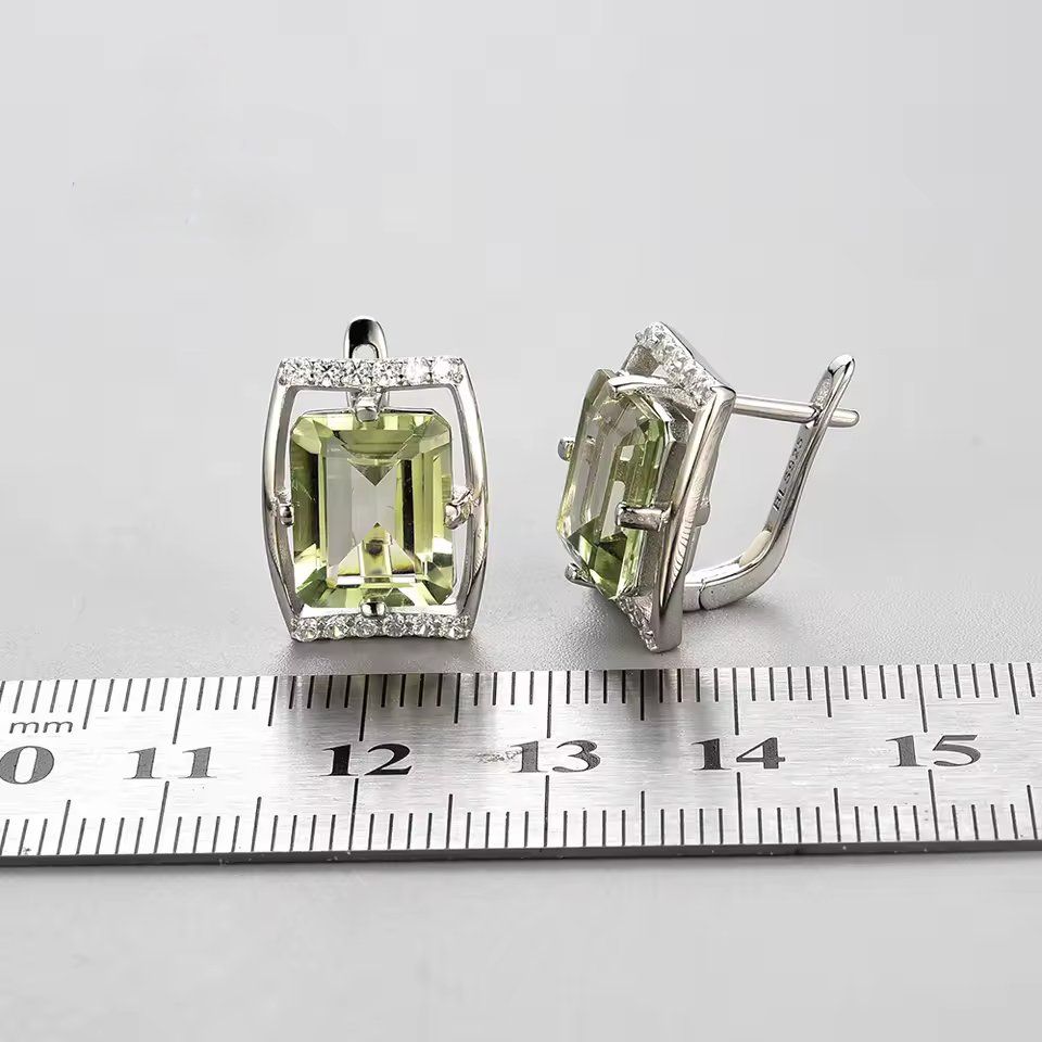 Ohrringe & -stecker: Ohrringe, Silber mit grünem Amethyst, neu – Neu und originalverpackt aus Laufen von flowerfan 2