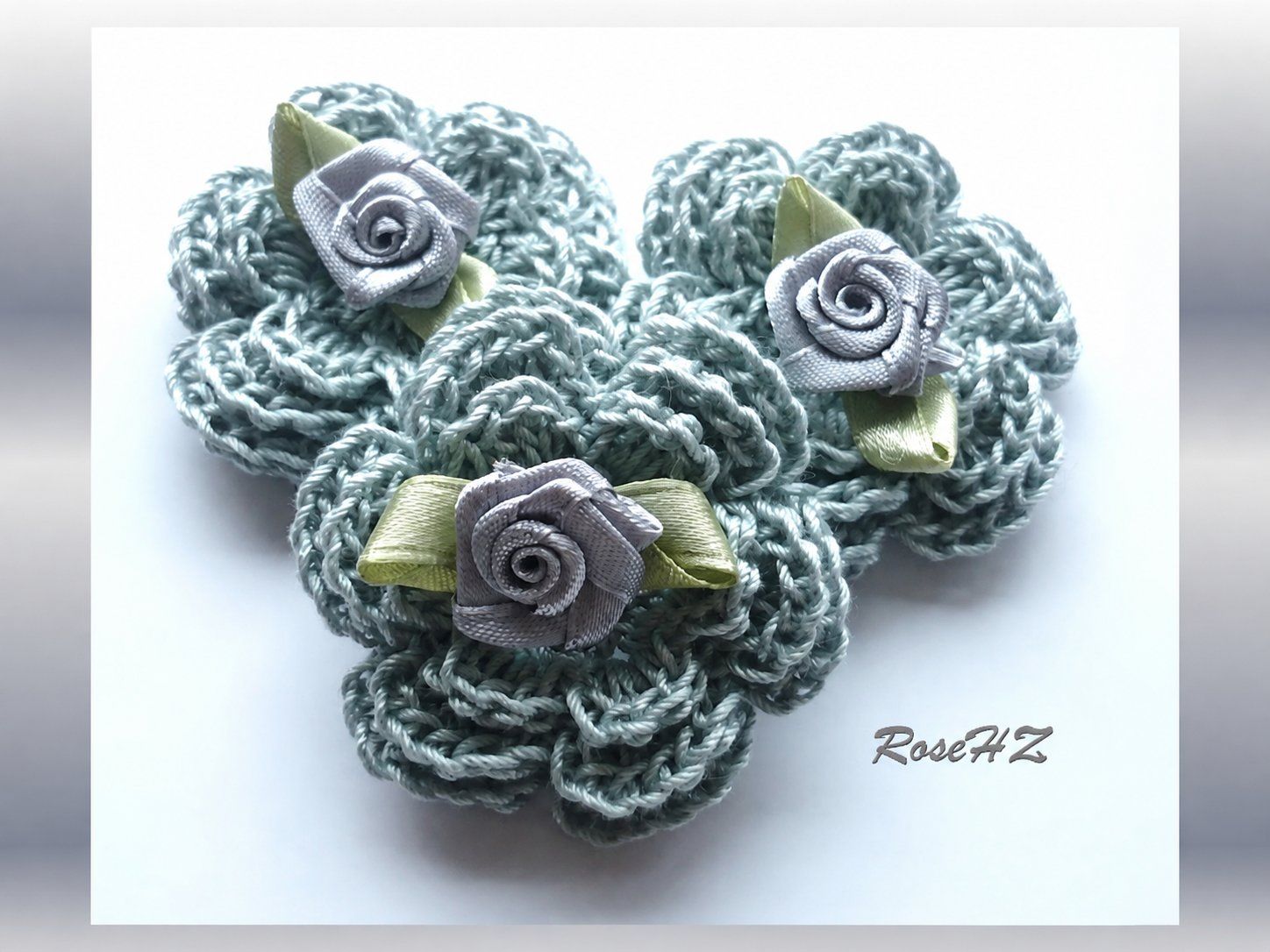 Patches: Gehäkelte Blumen 3.Stück Baumwolle – Neu (gemäss Beschreibung) aus Schaffhausen von RoseHaekelzauber